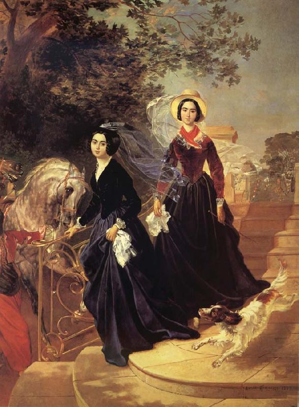 Karl Briullov Portrait of The Shishmariov sisters,Olga and Alexandra oil painting picture